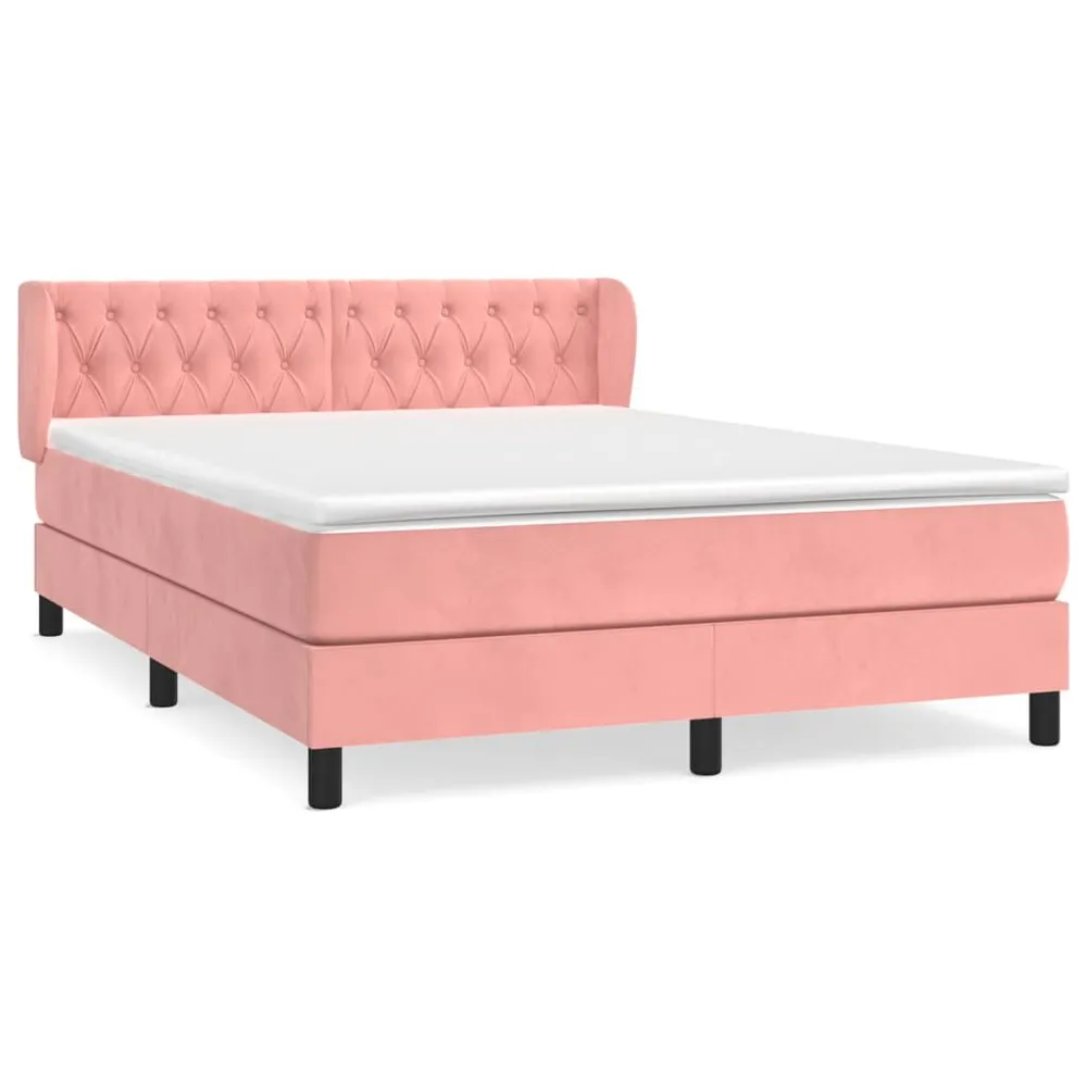 Premium Cama com molasemcolchão 140x200 cm veludo rosa