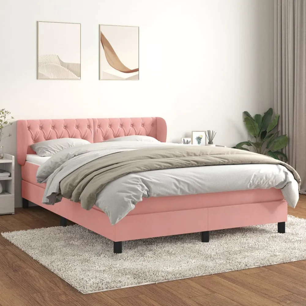 Premium Cama com molasemcolchão 140x200 cm veludo rosa