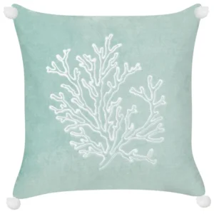 Velvet Cushion Coral Motif 45 x 45 cm Mint Jade NORI