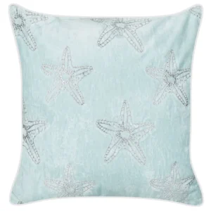 Velvet Cushion Starfish Motif 45 x 45 cm Blue CERAMIUM
