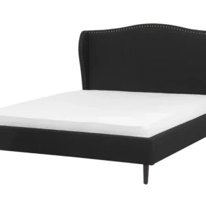 Cama de casal em tecido preto 140 x 200 cm COLMAR