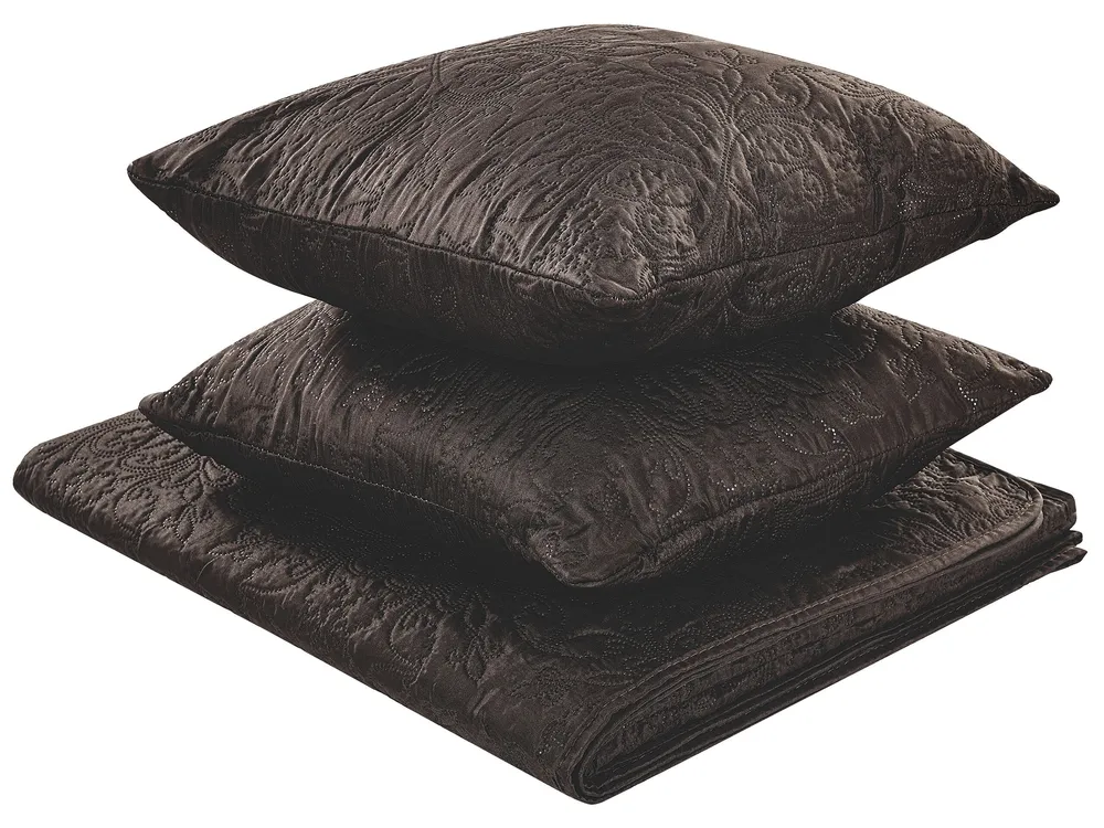 Colcha com almofadas RAYEN 160 x 220 cm Castanho