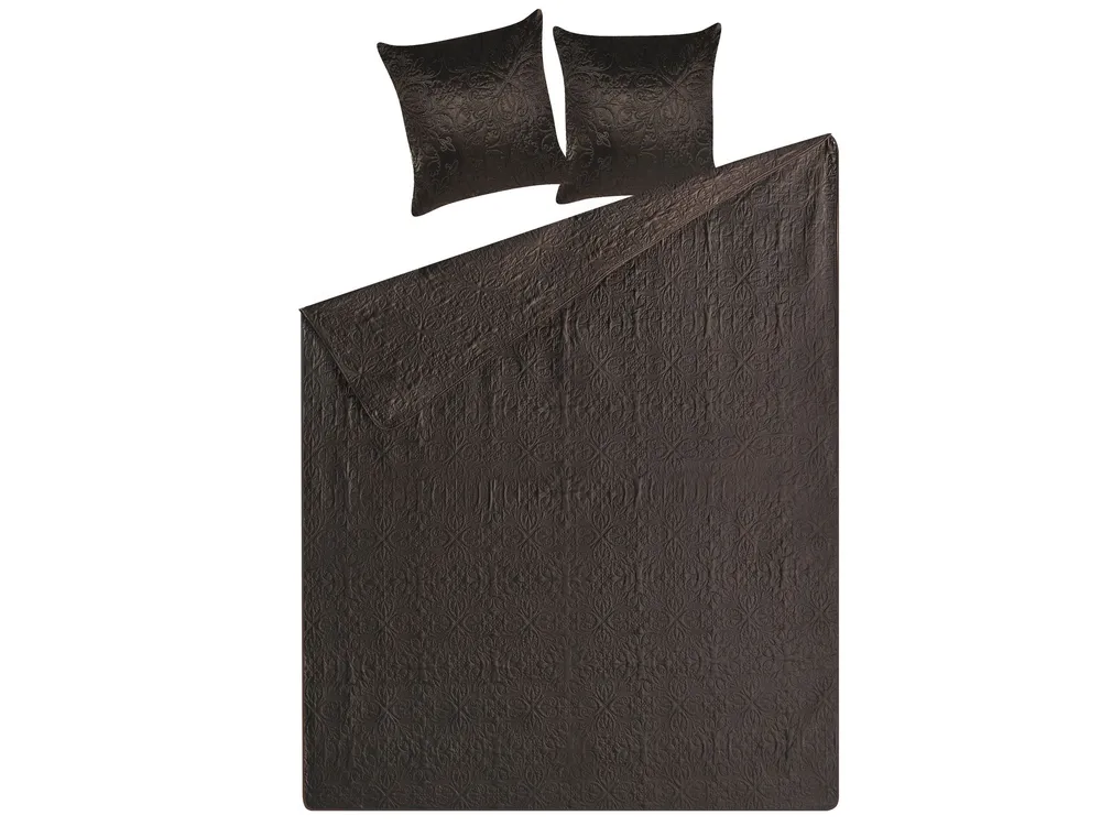 Colcha com almofadas RAYEN 160 x 220 cm Castanho