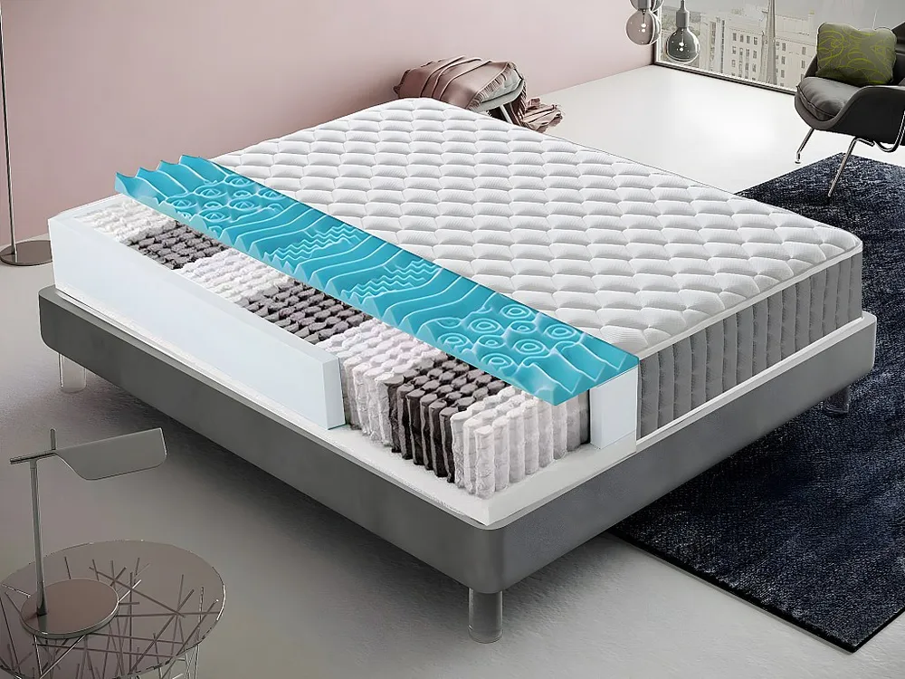 Colchão 900 Molas ensacadas e viscoelástico 9 zonas de conforto Altura 22 cm 135x190