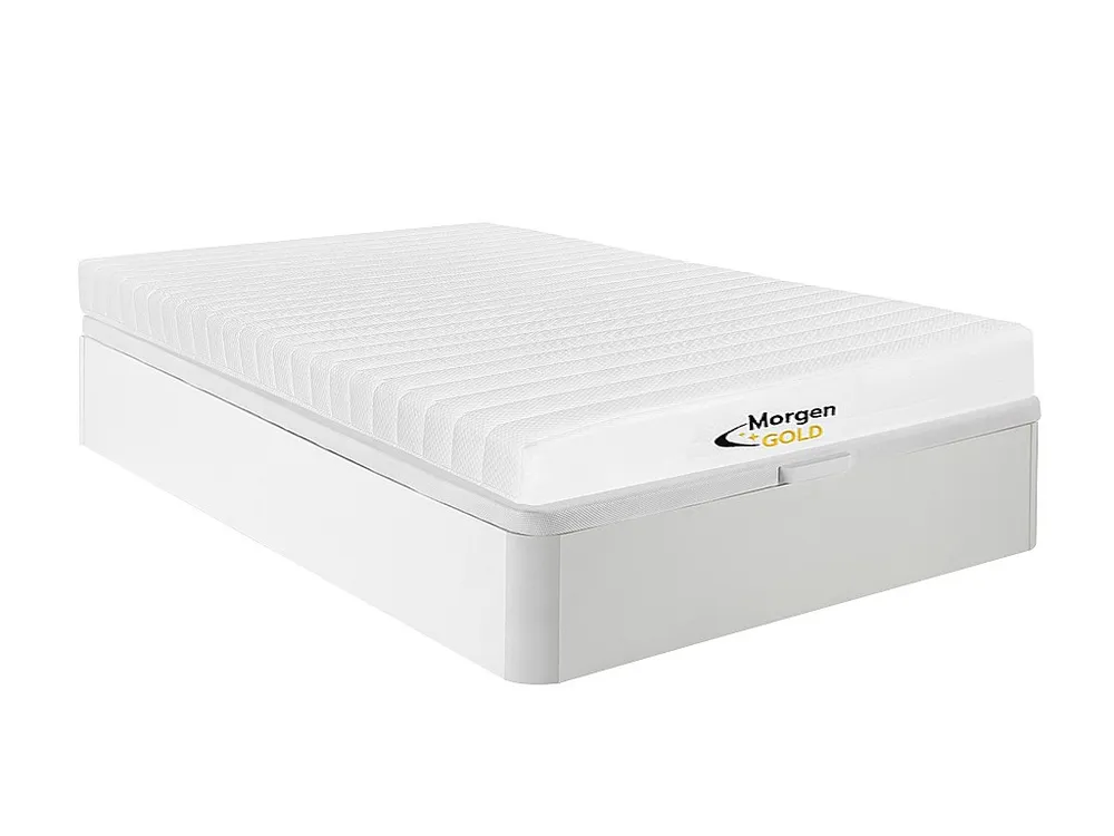 Conjunto sommier arrumação branco + colchão espuma 140x190 cm STELO de MORGENGOLD