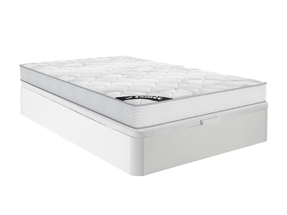 Conjunto sommier com arrumação branco + colchão de molas 160x200 cm SONGE de YSMÉE