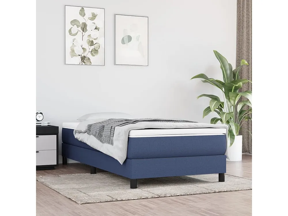 Estrutura de cama com molas 90x190 cm tecido azul