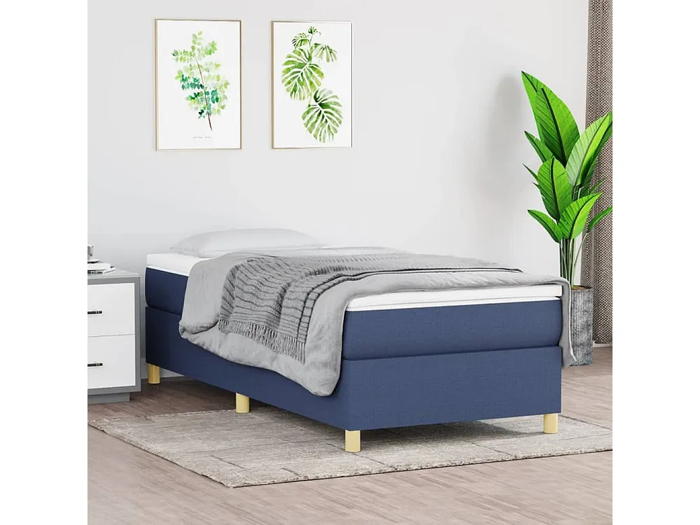 Estrutura de cama com molas 90x200 cm tecido azul