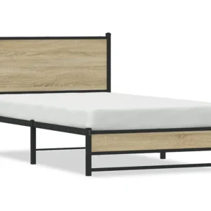 Estrutura de cama sem colchão 100x190 cm metálico carvalho sonoma