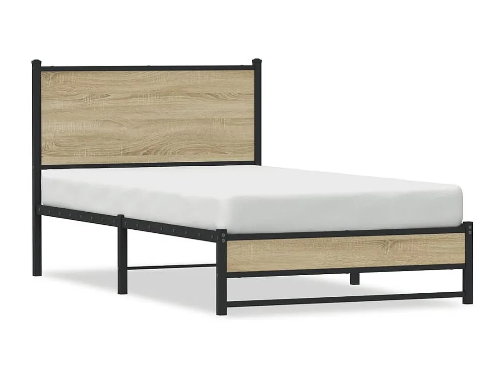 Estrutura de cama sem colchão 100x190 cm metálico carvalho sonoma