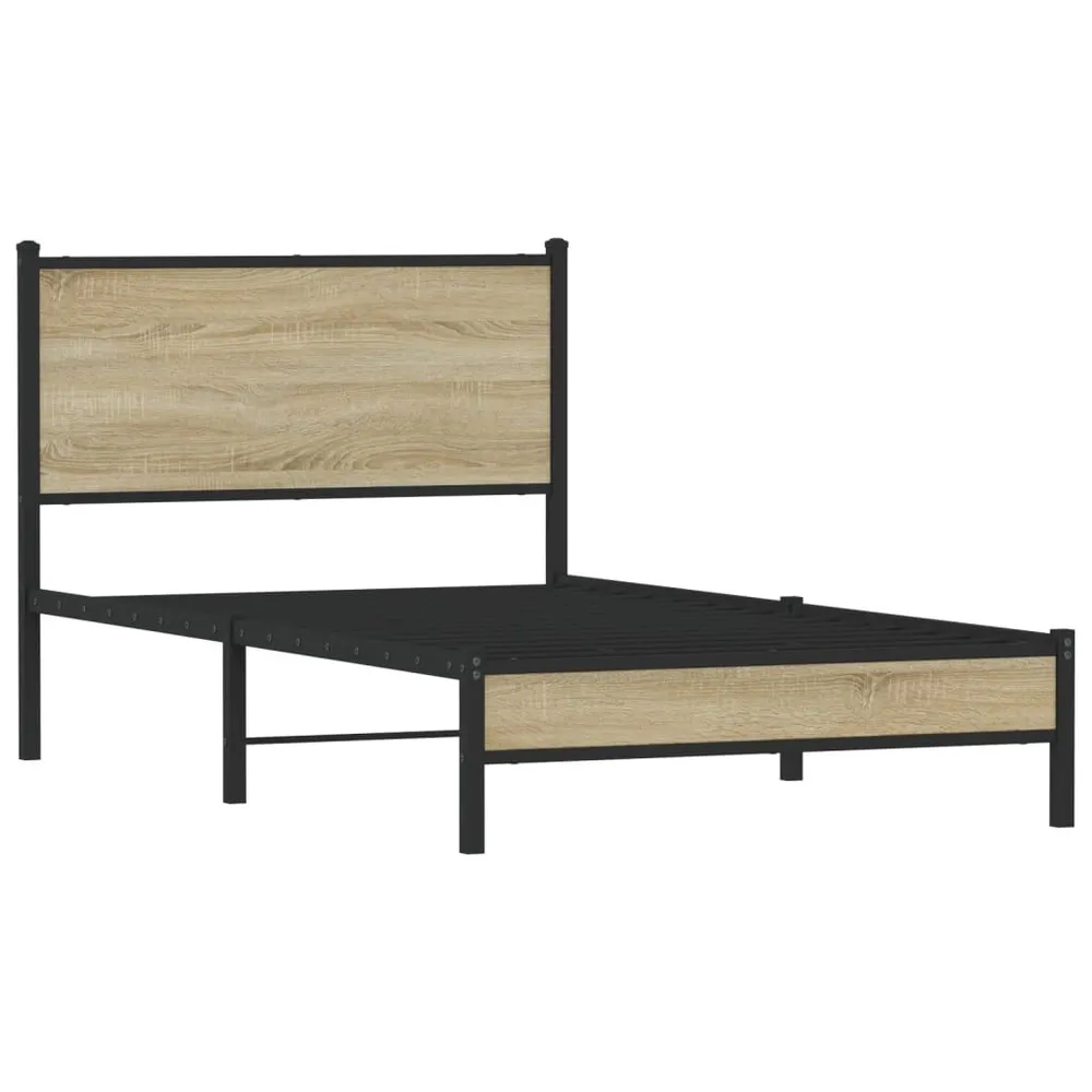Estrutura de cama sem colchão 100x200 cm metálico carvalho sonoma