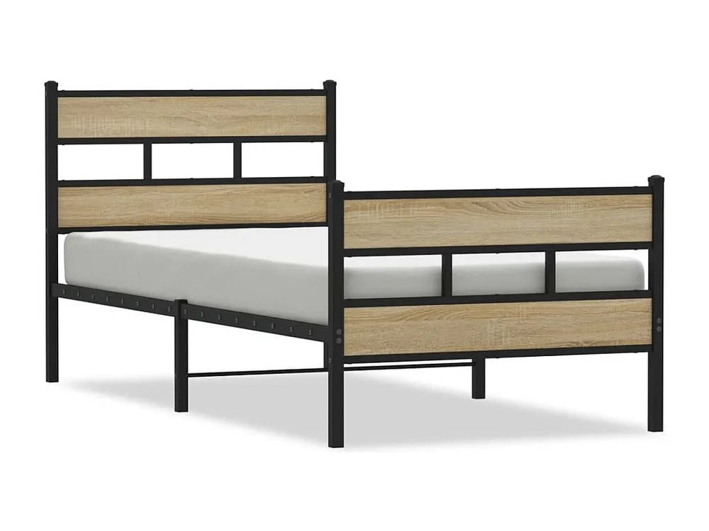 Estrutura de cama sem colchão 107x203 cm metálico carvalho sonoma