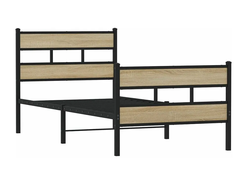 Estrutura de cama sem colchão 107x203 cm metálico carvalho sonoma