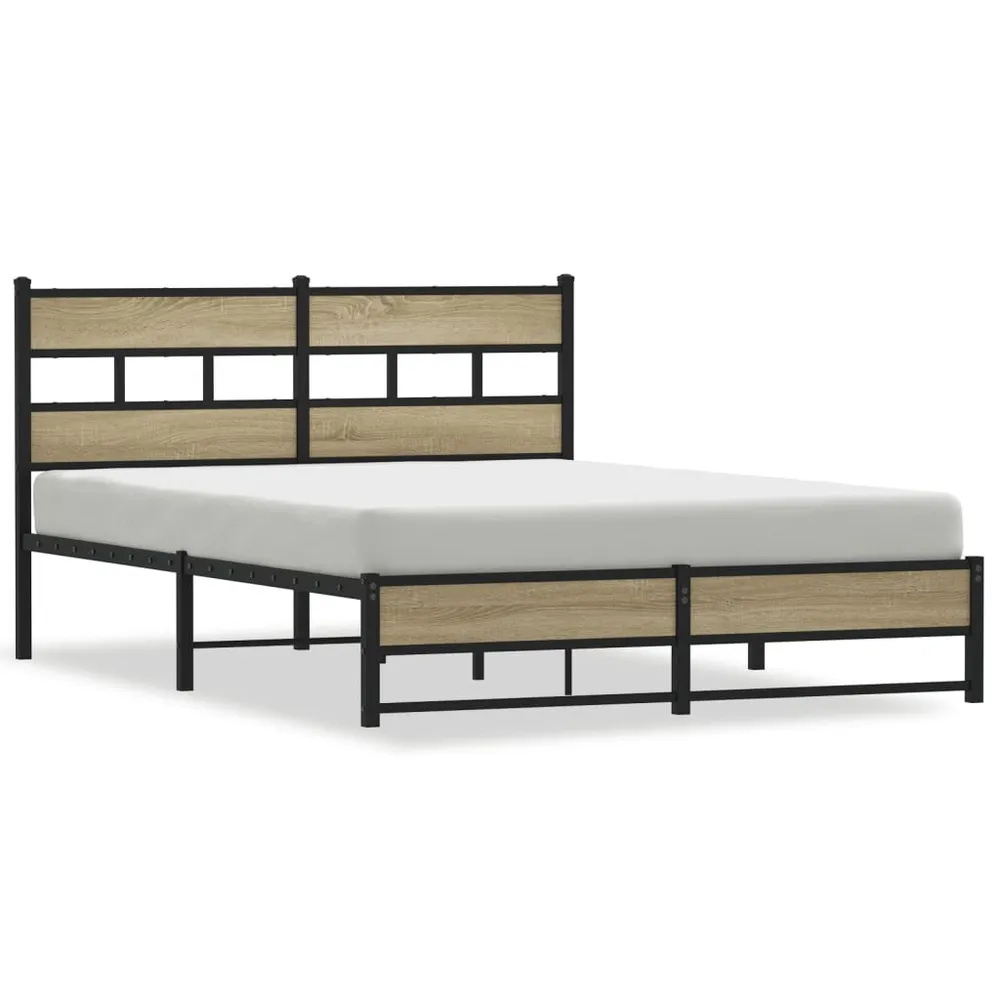 Estrutura de cama sem colchão 150x200cm metálico carvalho sonoma