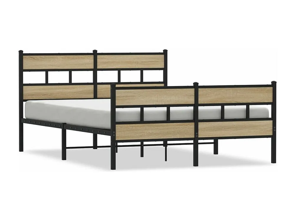 Estrutura de cama sem colchão 150x200cm metálico carvalho sonoma