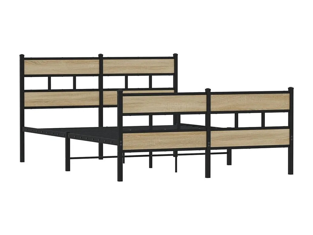 Estrutura de cama sem colchão 150x200cm metálico carvalho sonoma