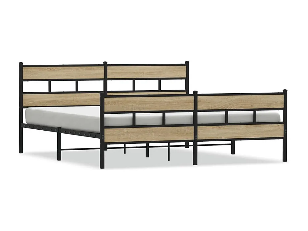 Estrutura de cama sem colchão 183x213cm metálico carvalho sonoma