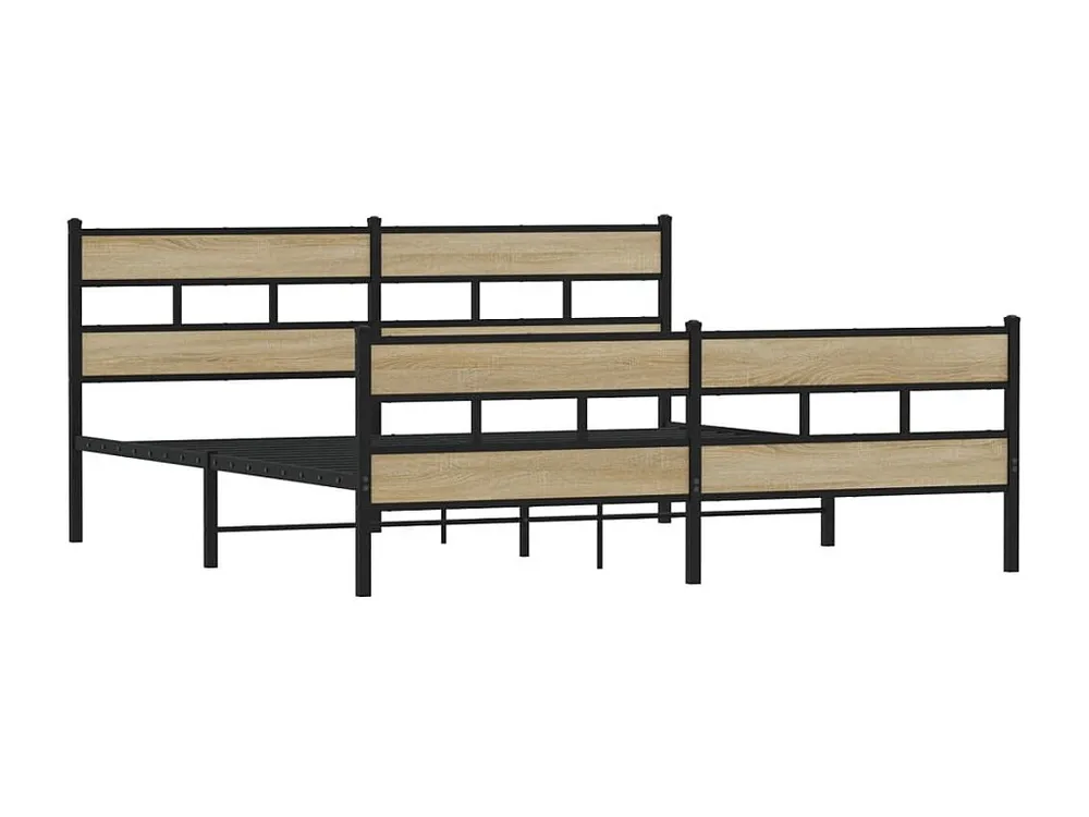 Estrutura de cama sem colchão 183x213cm metálico carvalho sonoma