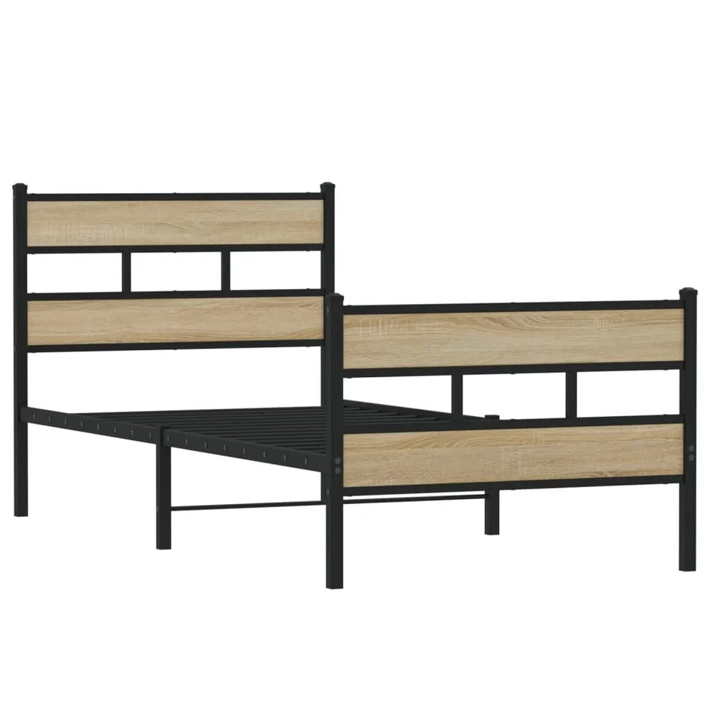 Estrutura de cama sem colchão 90x200 cm metálico carvalho sonoma