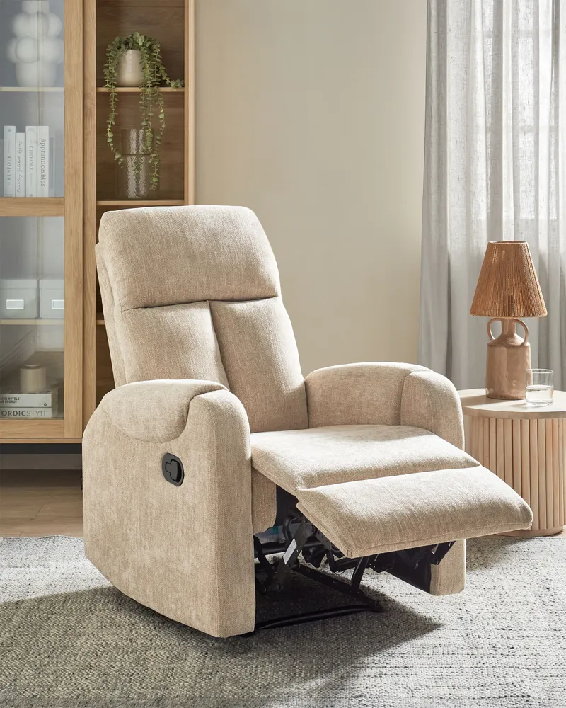 Recliner Chair SOMERO Fabric Bege claro
