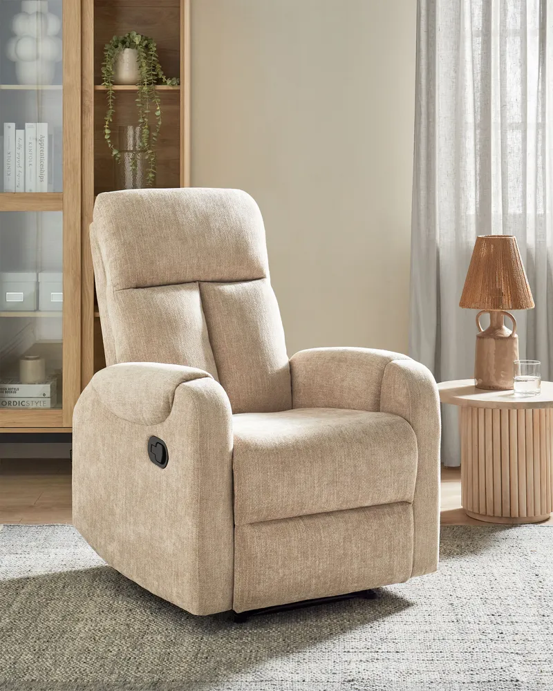 Recliner Chair SOMERO Fabric Bege claro
