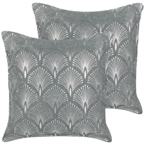 Set 2 Cotton Cushions Geometric Pattern 45 x 45 cm Grey HOYA