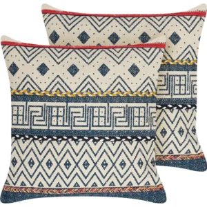 Set 2 Cotton Cushions Geometric Pattern 50 x 50 cm Multicolour SOUK