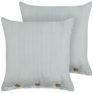 Set 2 Cushions Zebrado 45 x 45 cm Green and White SEBRINE