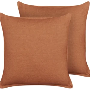 Set 2 Linho Cushions 45 x 45 cm Orange SAGINA