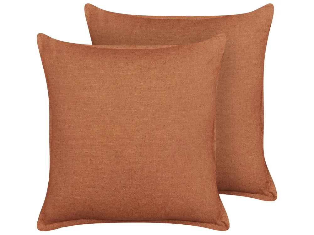 Set 2 Linho Cushions 45 x 45 cm Orange SAGINA