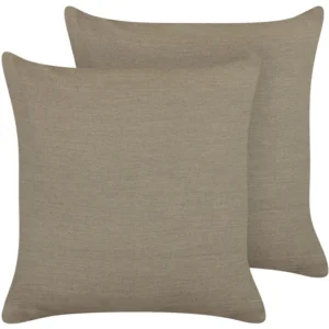 Set 2 Linho Cushions 45 x 45 cm Taupe SAGINA