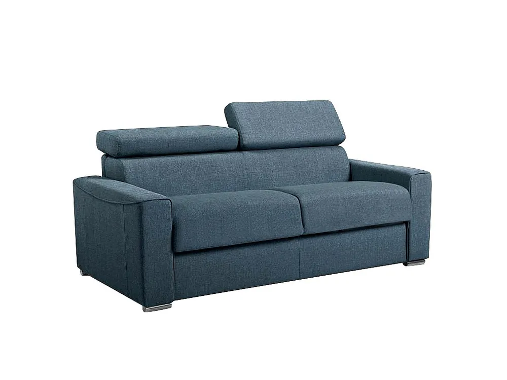 Sofá cama 3 lugares colchão de 22 cm tecido azul VIZIR