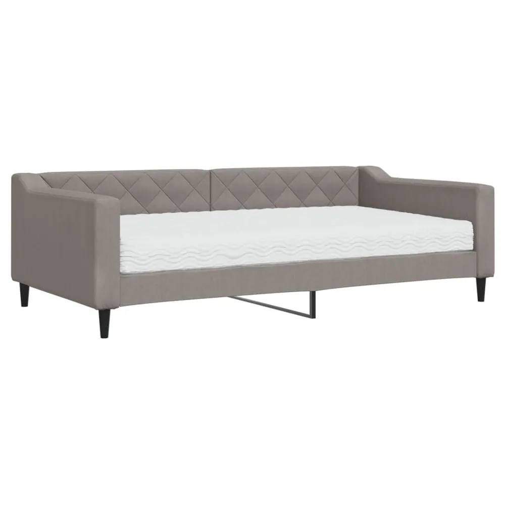 Sofá-cama com colchão 100x200 cm tecido cinzento-acastanhado