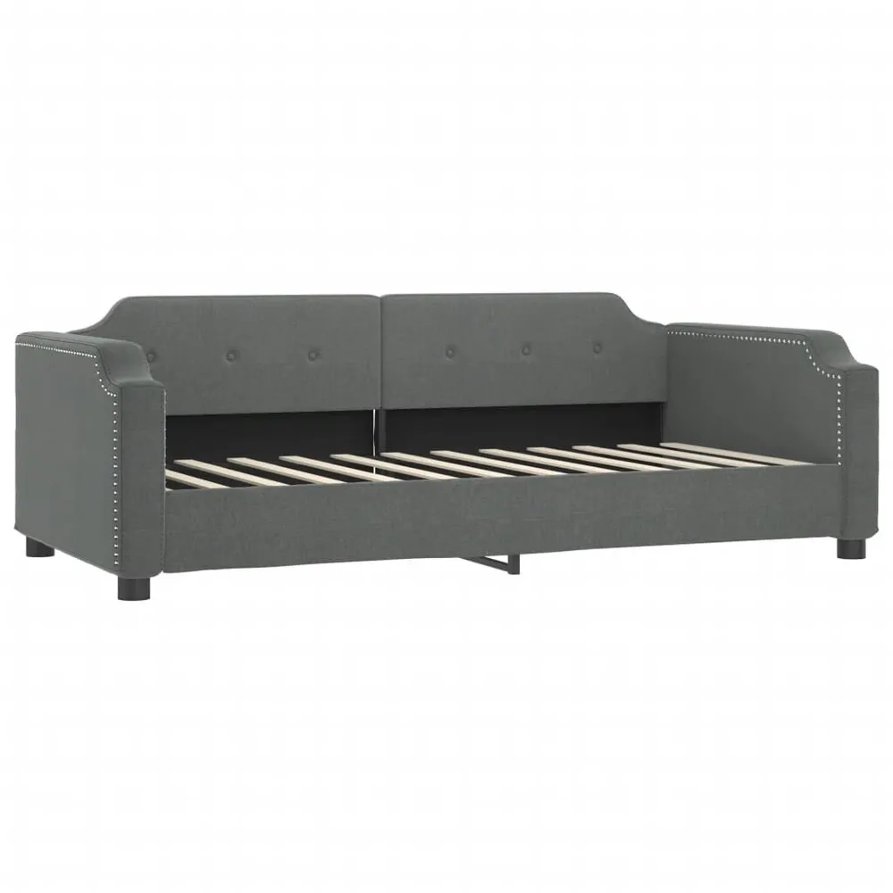 Sofá-cama com colchão 100x200 cm tecido cinzento-escuro