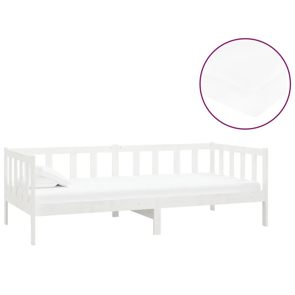 Sofá-cama com colchão 90x200 cm pinho maciço branco