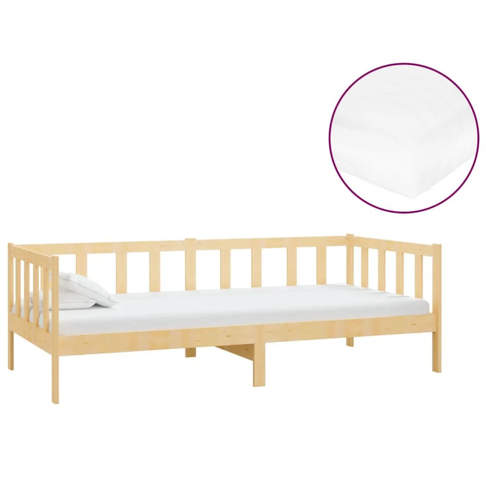 Sofá-cama com colchão 90x200 cm pinho maciço