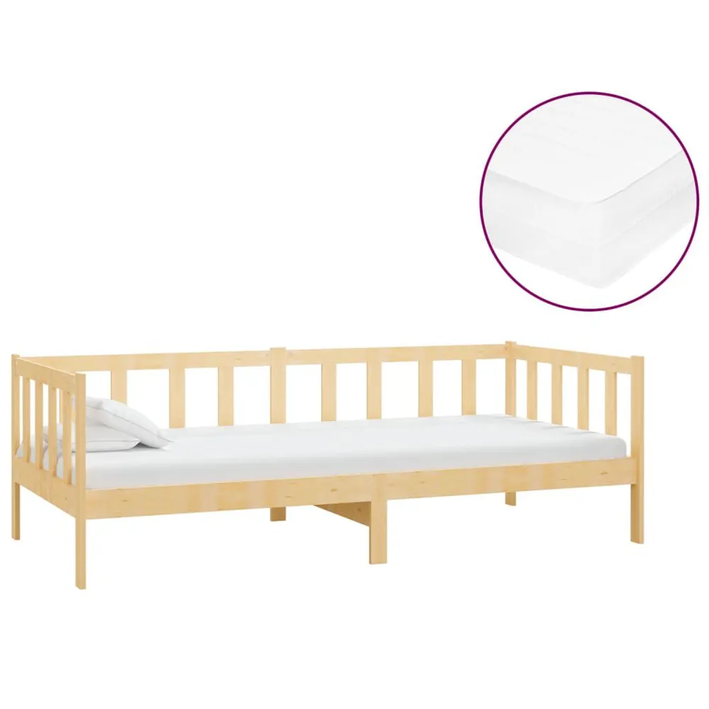 Sofá-cama com colchão 90x200 cm pinho maciço