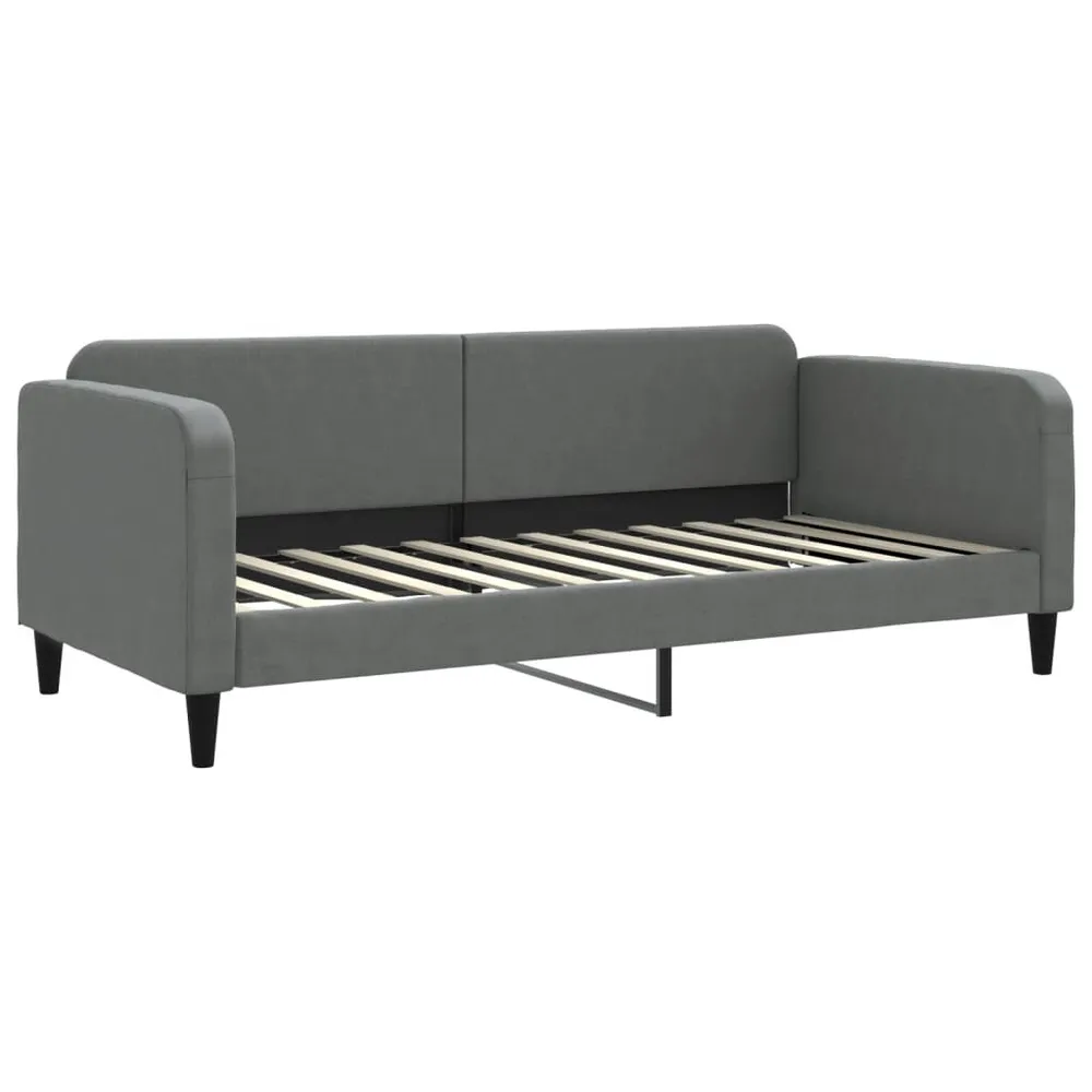 Sofá-cama com colchão 90x200 cm tecido cinzento-escuro