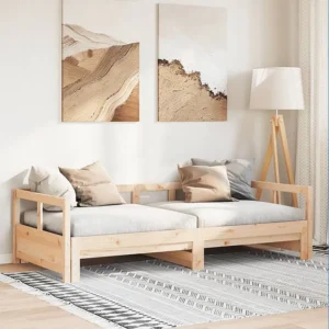 Sofá-cama sem colchão 90x190 cm madeira de pinho maciç