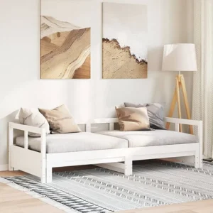 Sofá-cama sem colchão 90x190 cm madeira de pinho maciç branco