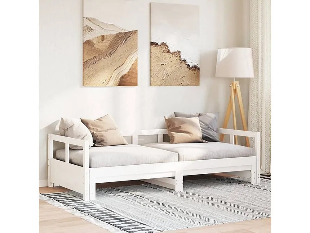 Sofá-cama sem colchão 90x190 cm madeira de pinho maciç branco