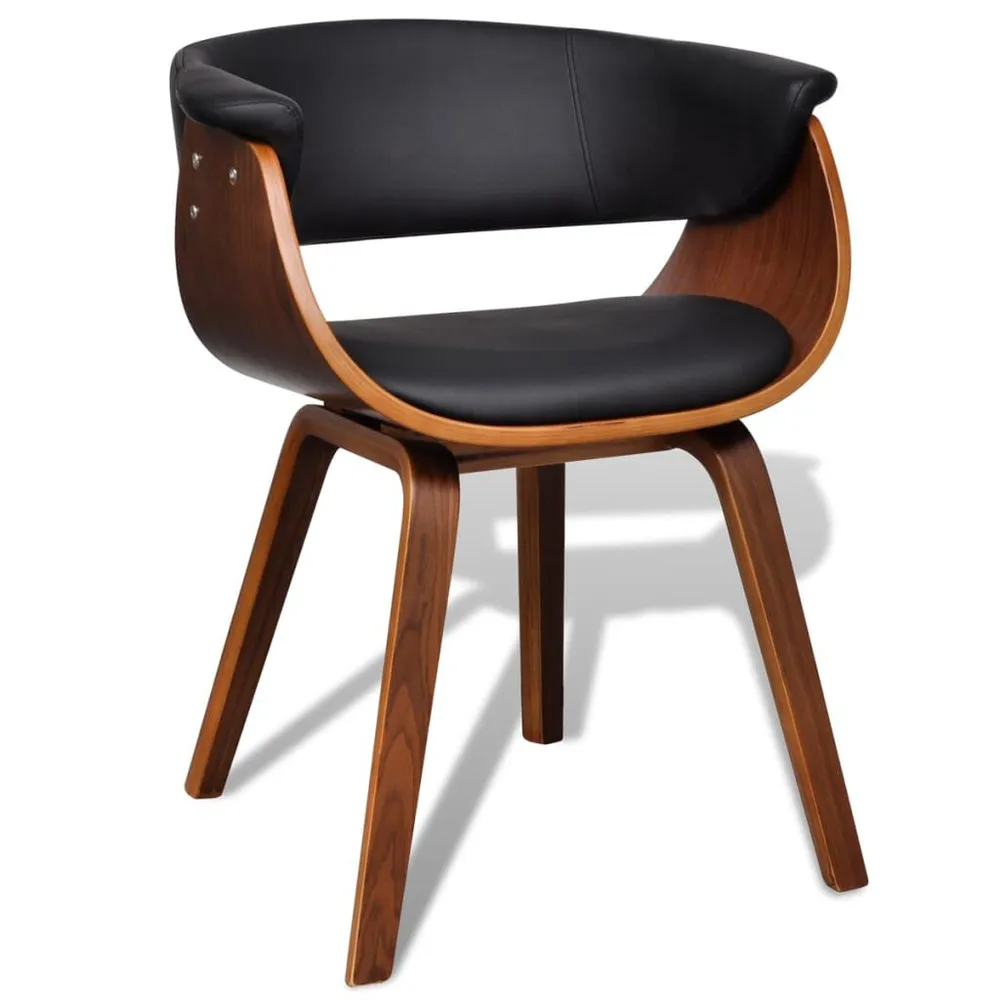 Cadeira de jantar madeira curvada e couro artificial | Design Escandinavo |