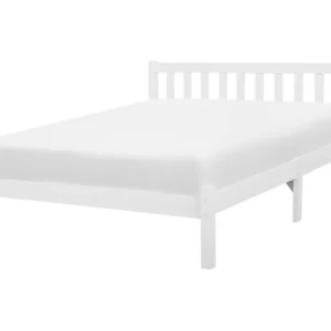 Cama de casal em madeira branca 140 x 200 cm FLORAC com Gavetas de Armazenamento