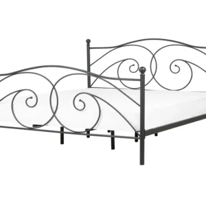 Cama de casal em metálico preto 140 x 200 cm DINARD