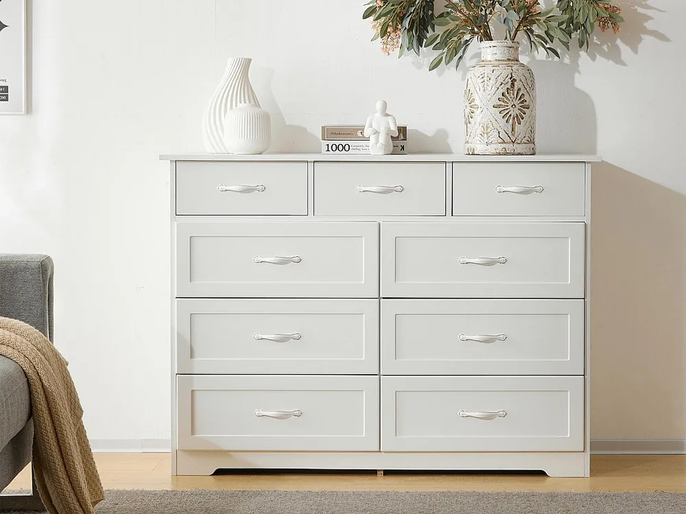 Cama Baú Cómoda com 9 gavetas - aglomerado e MDF - Branco