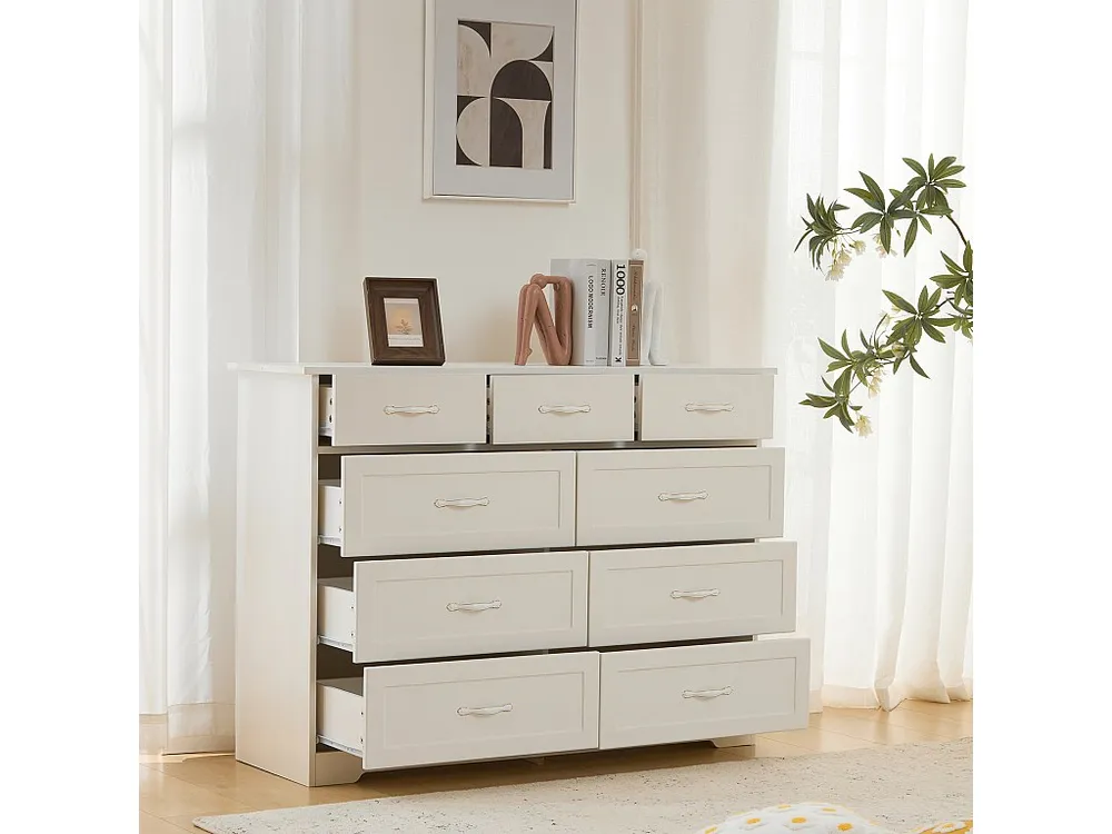 Cama Baú Cómoda com 9 gavetas - aglomerado e MDF - Branco