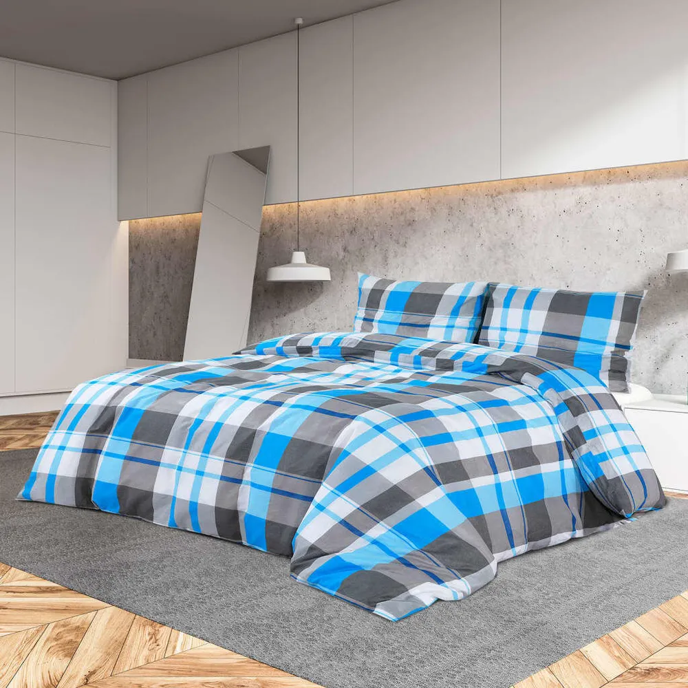 Conjunto de capa de edredão 135x200 cm algodão azul e cinza compatible Edredom 240x260