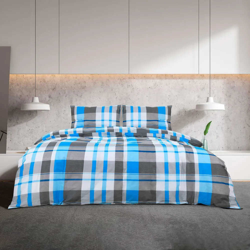 Conjunto de capa de edredão 135x200 cm algodão azul e cinza compatible Edredom 240x260