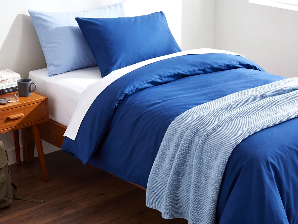 Conjunto Completo de Cama Conjunto de capas edredão em algodão acetinado azul sombrio 135 x 200 cm HARMONRIDGE