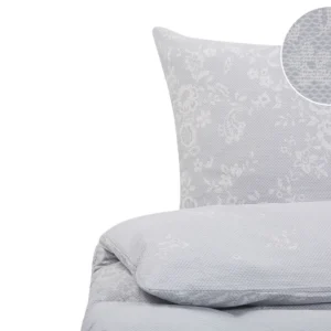 Conjunto Completo de Cama Conjunto de capas de edredão em algodão acetinado cinzento 200 x 220 cm MORNINGSIDE